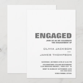 Modern minimalistisk Grått White-Förlovningsfest Inbjudningar