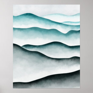 Modern minimalistisk grön abstrakt berg poster