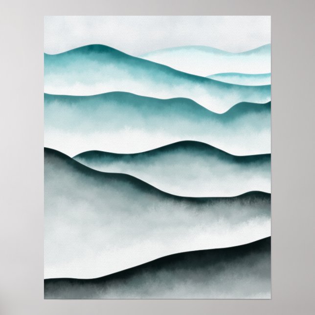 Modern minimalistisk grön abstrakt berg poster (Framsidan)