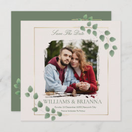 Modern Minimalistisk Grön Foto Spara Datum Spara Datumet