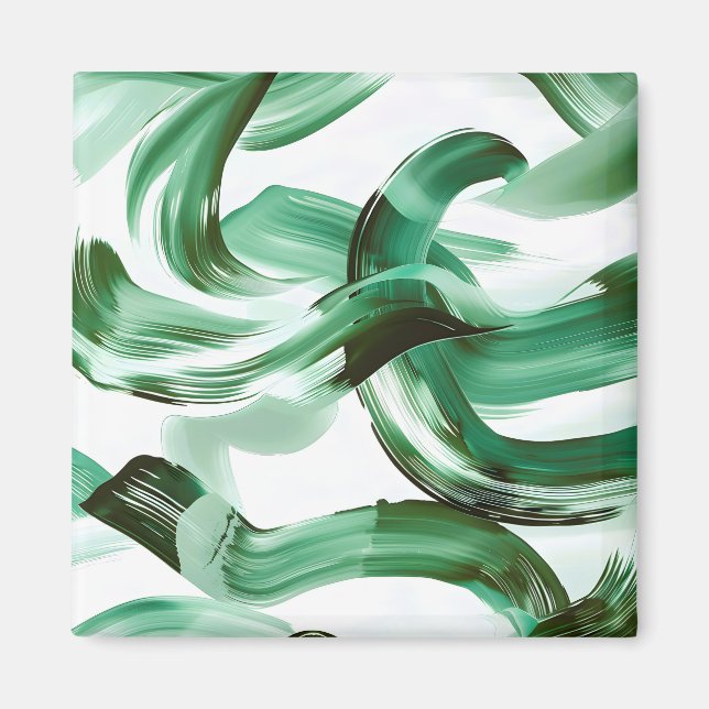 Modern Minimalistisk Grön Penseldrag Abstrakt Magnet (Framsidan)