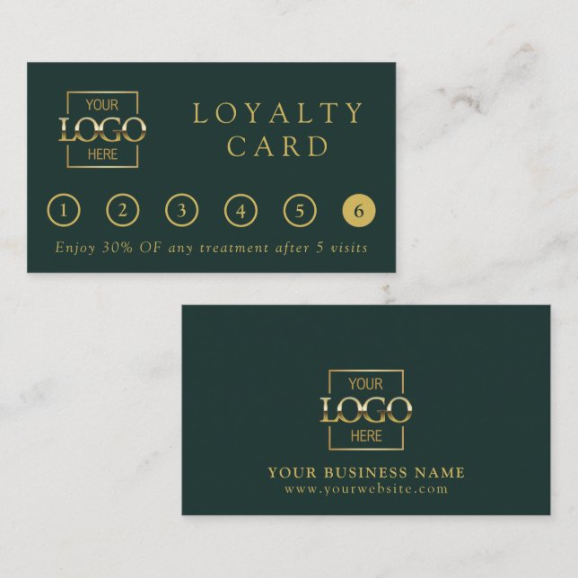 Modern Minimalistisk Grön Professionell Logotyp Be Lojalitetskort (Fram/baksida)
