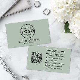Modern Minimalistisk Grön Professionell Logotyp QR Visitkort