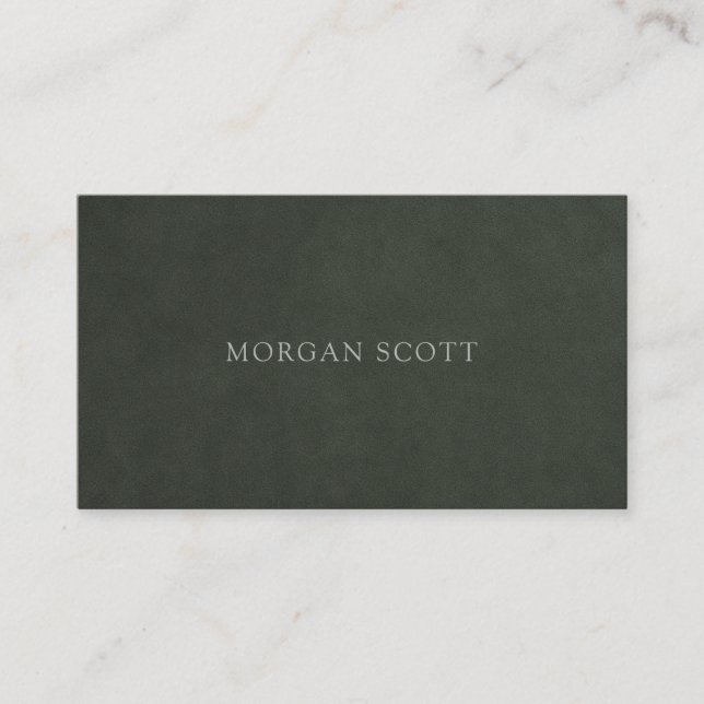 Modern minimalistisk grön suede textur visitkort (Framsida)