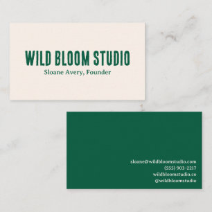 Modern minimalistisk grön typografi ren och djärv visitkort