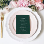 Modern, minimalistisk Grönt av smaragder | BRÖLLOP Meny<br><div class="desc">Den här eleganten har ett minimalistiskt bröllop-menykort modern skripttypografi och ren,  sans serif-text för en enkel grönt och vit design som du kommer att använda för snyggt och kärlek.</div>