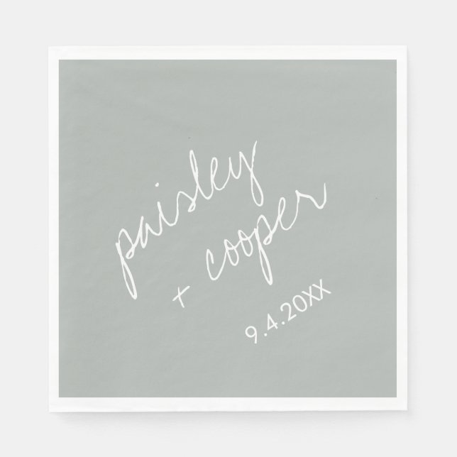 Modern minimalistisk Grönt Bröllop Napkins Pappersservett (Framsidan)