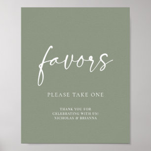 Modern minimalistisk Grönt-bröllopsfavoriter Poster
