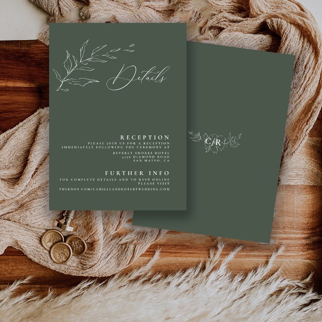 Modern minimalistisk Grönt-calligrafi Bröllop Tilläggskort (Skapare uppladdad)