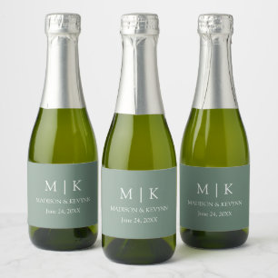 Modern minimalistisk Grönt för Monogram Bröllop Sa