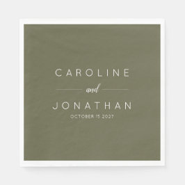 Modern minimalistisk Grönt Personligt bröllp Pappersservett