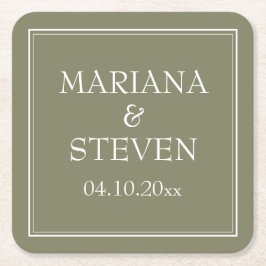 Modern minimalistisk Grönt Underlägg Papper Kvadrat