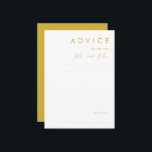 Modern minimalistisk Guld Bröllop-rådgivningskort Rådkort<br><div class="desc">Det här moderna minimalistkortet Guld bröllop är perfekt för din klassboho bröllop. Dess enkla, unika abstrakta utformning tillsammans med ett minimalt skript för contemporaryn och guld färg palette ge för den här produkten känns som elegantens högtidliga lyx samtidigt som den förblir förenklad, chic bohemisk. Behålla den som den är eller...</div>