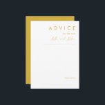 Modern minimalistisk Guld Bröllop-rådgivningskort Rådkort<br><div class="desc">Det här moderna minimalistkortet Guld bröllop är perfekt för din klassboho bröllop. Dess enkla, unika abstrakta utformning tillsammans med ett minimalt skript för contemporaryn och guld färg palette ge för den här produkten känns som elegantens högtidliga lyx samtidigt som den förblir förenklad, chic bohemisk. Behålla den som den är eller...</div>