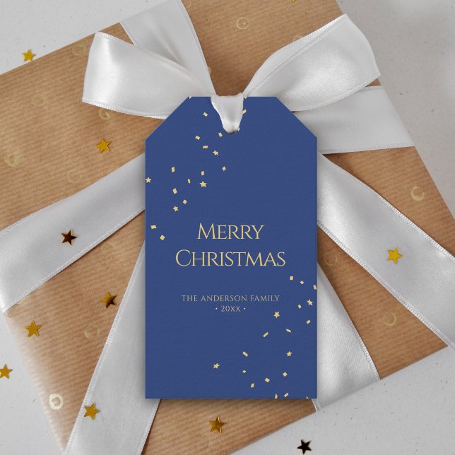 Modern minimalistisk Guld-konfetti God jul Presentetikett (Skapare uppladdad)