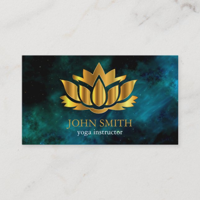 Modern minimalistisk Guld Lotus Yoga-instruktör Visitkort (Framsida)