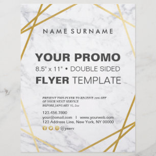 Modern minimalistisk Guld-marble Geometric 8,5" x1 Reklamblad