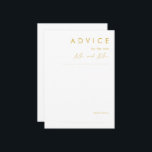 Modern minimalistisk Guld-nottkort för Bröllop Rådkort<br><div class="desc">Det här moderna minimalistkortet Guld Font bröllop är perfekt för din klassboho bröllop. Dess enkla, unika abstrakta utformning tillsammans med ett minimalt skript för contemporaryn och guld färg palette ge för den här produkten känns som elegantens högtidliga lyx samtidigt som den förblir förenklad, chic bohemisk. Behålla den som den är...</div>