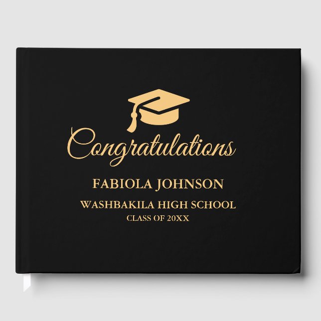 Modern minimalistisk Guld-skript Studenten Gästböcker (Framsida)