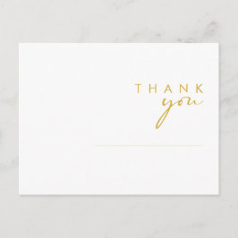 Modern minimalistisk Guld-teckensnitt Bröllop Tack Vykort