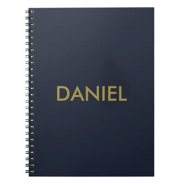 Modern minimalistisk guld-text, marblå anteckningsbok (Framsidan)