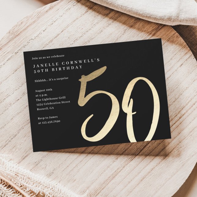 Modern minimalistisk Guld typ 50:e födelsedag Inbjudningar (Skapare uppladdad)