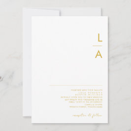 Modern minimalistisk Guld-typsnitt, Monogram Bröll Inbjudningar