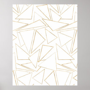Modern minimalistisk Guld White Strokes Triangles Poster