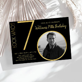 Modern minimalistisk guldtyp 70-årsdag inbjudningar
