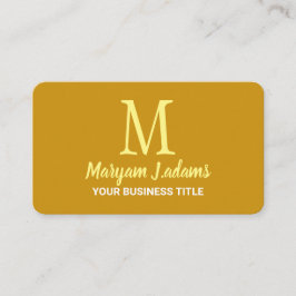 Modern Minimalistisk Gult av Monogram Mustard-skri Visitkort