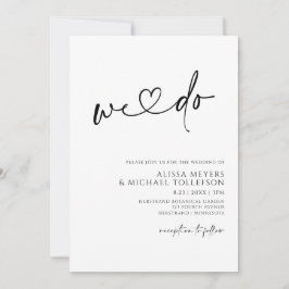 Modern minimalistisk handskriftshjärt Bröllop Inbjudningar