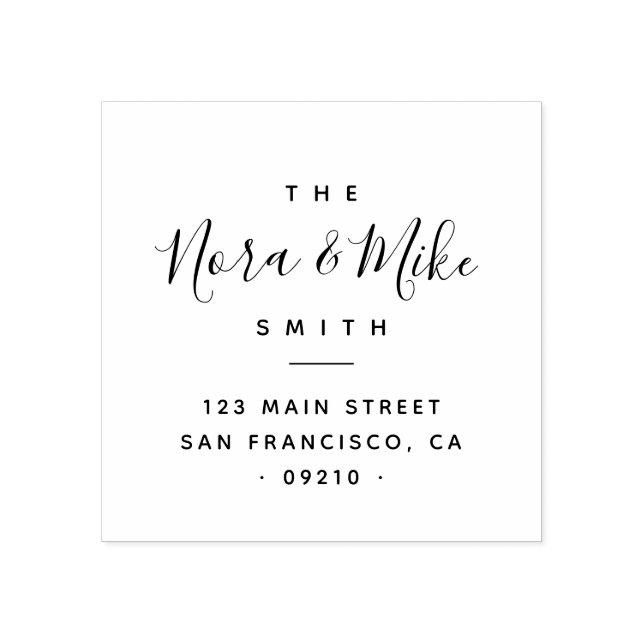 Modern minimalistisk handskriven familj adress stämpel (Tryck)