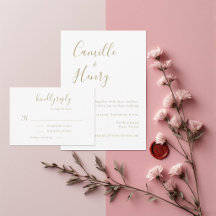 Modern minimalistisk handskriven Guld White Bröllo