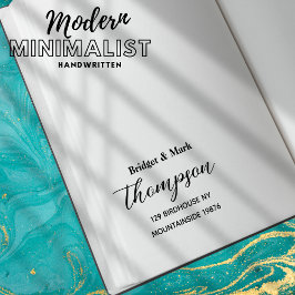 Modern, minimalistisk handskriven Namn Adress Stämpel