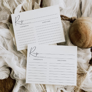 Modern minimalistisk handskriven receptkortsdesign vykort