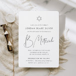 Modern minimalistisk handskriven skrift B Mitzvah Inbjudningar<br><div class="desc">Inbjudan gäster som firar ditt barns mitzvah med dessa moderna och minimala inbjudningar i klassisk svart och vit. Den enkla genusneutrala designen har "B Mitzvah" i handskrivet skript i avslappnad,  med din ceremoni och firande-detaljer under i modern mjuk svart skrift. En liten,  modern David-stjärna kompletterar designen.</div>