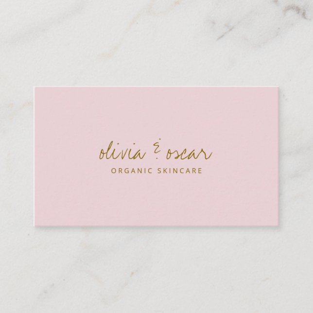 Modern minimalistisk handskriven skript Pastel Ros Visitkort (Framsida)