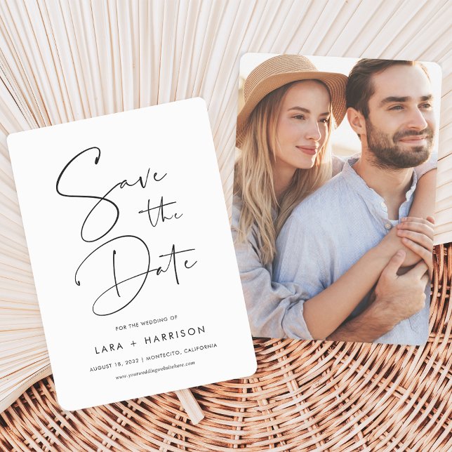 Modern minimalistisk handskriven skriptfoto spara datumet (Skapare uppladdad)