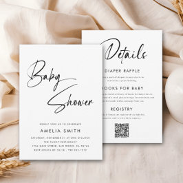 Modern minimalistisk handskriven svart skript, sva inbjudningar