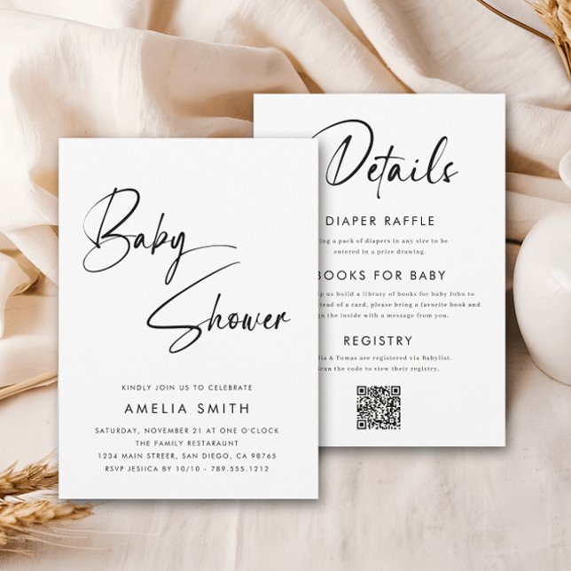 Modern minimalistisk handskriven svart skript, sva inbjudningar (Skapare uppladdad)