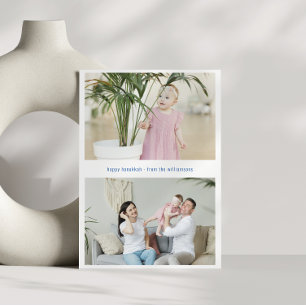 Modern minimalistisk Hanukkah Tre familjefoton Julkort