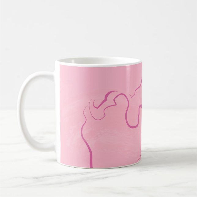 Modern minimalistisk hårstil i rosa vågigt hårstil kaffemugg (Vänster)