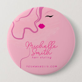 Modern minimalistisk hårstil i rosa vågigt hårstil knapp