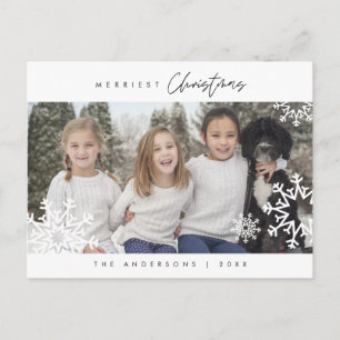 Modern, minimalistisk, hederlig julfamiljs foto vykort