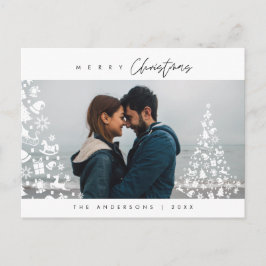 Modern, minimalistisk, hederlig julfamiljs foto vykort