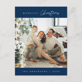 Modern, minimalistisk, hederlig julfamiljs foto vykort