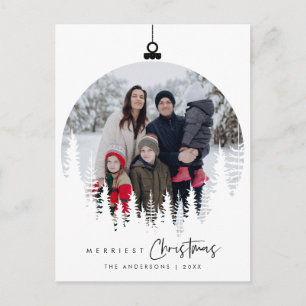 Modern, minimalistisk, hederlig julfamiljs foto vykort
