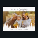Modern, minimalistisk, hederlig julfamiljs foto vykort<br><div class="desc">God jul. Minnessäsong med det här familjefotovykortet Det är helt anpassade och personlig med dina egna hälsning-meddelanden. Lägg till returadressen för enkel utskick. Det är enkelt,  enkelt,  men ändå modernt minimalistiskt och festligt. Det här är perfekten vykort för att skicka helgdag till önskemål. Layover Julgranar.</div>