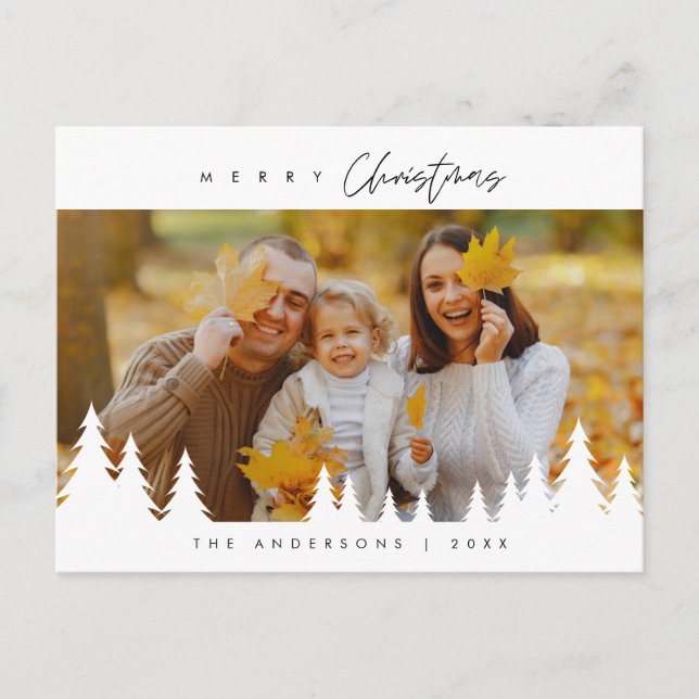 Modern, minimalistisk, hederlig julfamiljs foto vykort (Framsida)