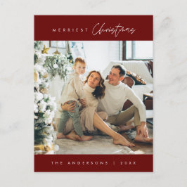 Modern, minimalistisk, hederlig julfamiljs foto vykort